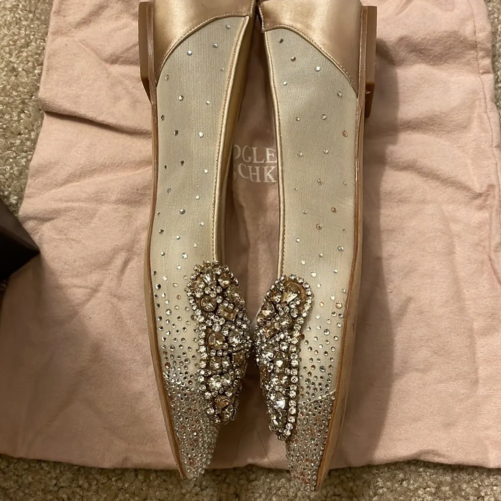 Badgley Mischka Bridal Crystal embellished flats shoes - Picture 5 of 7
